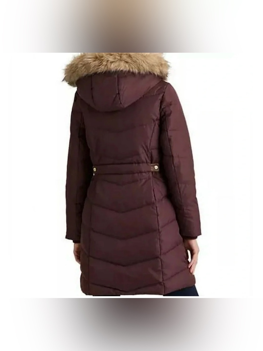 Ralph Lauren Women’s Down Fill Faux Fur Detachable Hood Purple Puff Jacket M - Picture 2 of 13
